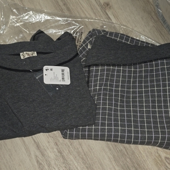 FREE PEOPLE Chill Evening PJ Set / Charcoal Combo - Picture 2 of 10